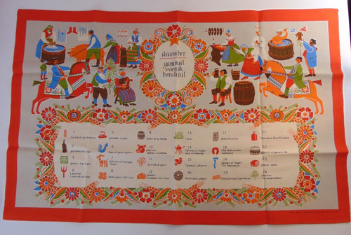 Vintage Swedish Advent Calendar 24 Days of Christmas Janne Martin Handprinted