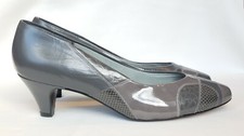New In Box Vtg Selby Comfort Flex Leather Front Patch Gray Kitten Heel Size 9.5