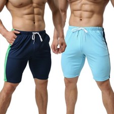 Mens Quick Dry Breathable Shorts Sports Running Gym Half Pants Drawstring
