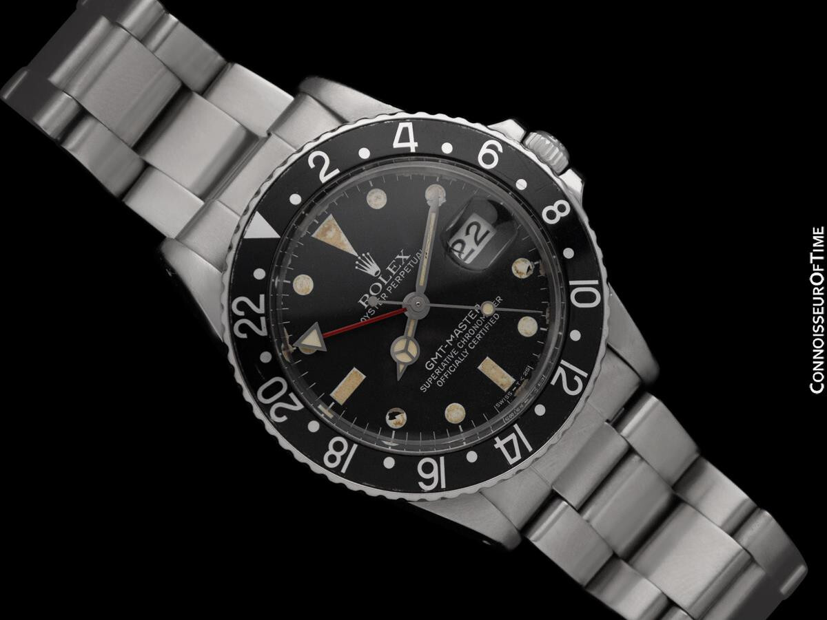 1983 ROLEX GMT MASTER 16750 Transitional Rare Matte Dial SS Watch