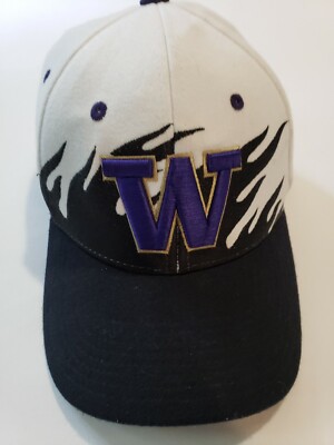 Washington Huskies HAT black fitted Zephyr 90s vtg flames rare