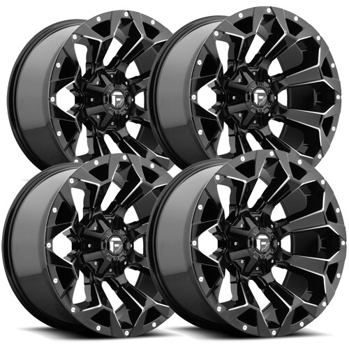 (4) Fuel D576 Assault 20x10 6x135/6x5.5" 19mm Black/Milled Wheels Rims