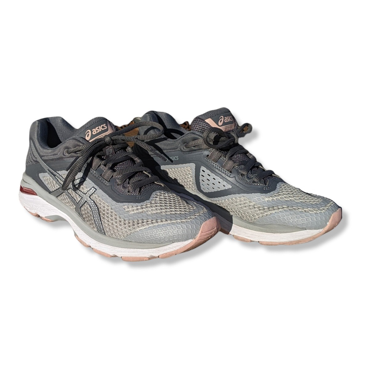 EUC Asics Womens GT 2000 T855N Grey Pink Peach Running Shoes