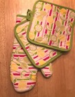 3 Pc Kitchen Set Towel Pot Holder Oven Mitt Glove Lemons Limes Free Ship USA