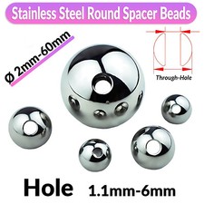   2mm-60mm Stainless Steel Silver Round Spacer Beads Jewelry Finding Loose Beads