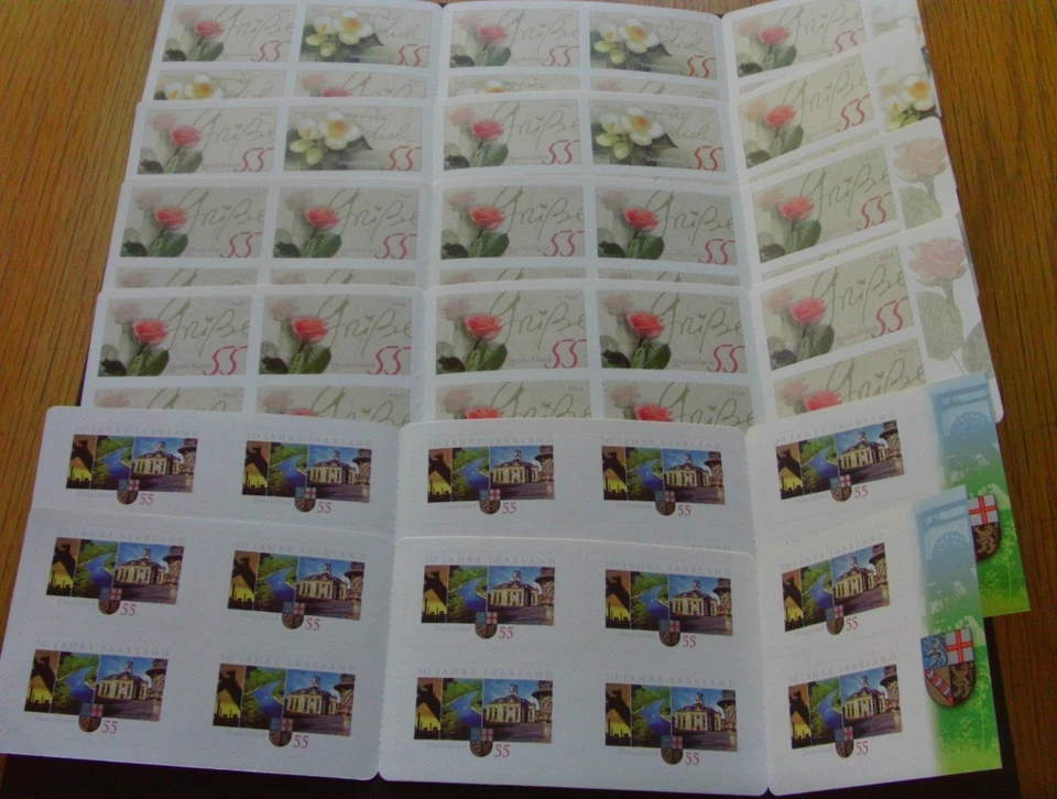 Nominale 33,00 Euro (60x 0,55): 6 Markenheftchen mit selbstklebenden Marken - Bild 2 von 2