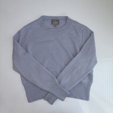 J.CREW Cropped Cashmere Crewneck Heather Sky Baby Blue BG654 S Cardigan Sweater