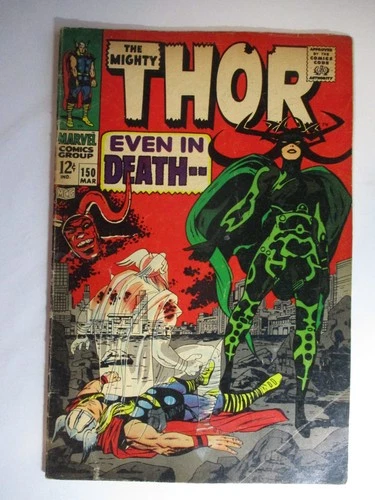 Thor #150 1st Hela Even In Death, Origin Inhumans, Jack Kirby, VG, 4.0, OW Pages