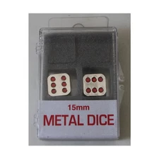 Koplow Dice Metal 15mm d6 Metal Dice w/Red Pips (2) NM