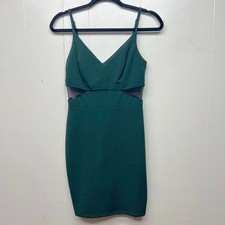 B. Darlin Y2K Vintage Sleeveless Bodycon Green Womens Dress Size 5/6 Mesh Detail