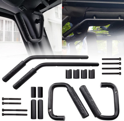 Front & Rear Grab Handle Kit Aluminum Alloy Grab Bar for 2007-2018 Jeep Wrangler