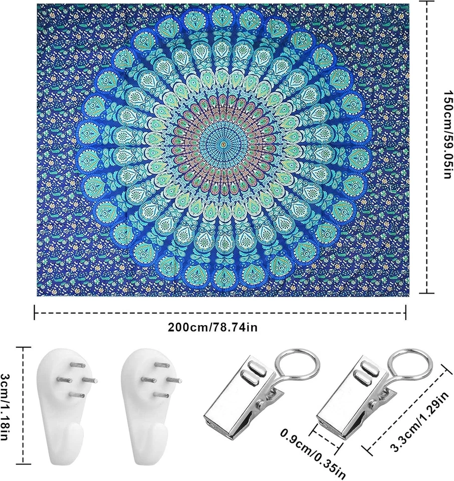 Tapiz de pared hippie mandala bohemio luna y sol Foto 2 de 4
