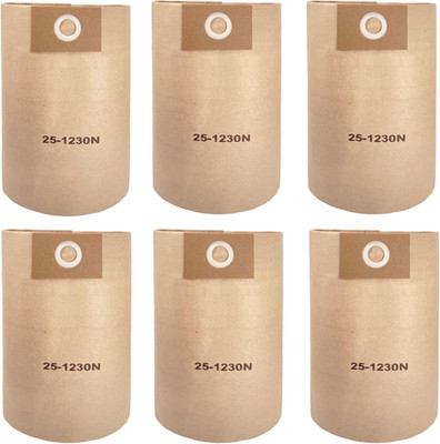 6-Pack 25-1230 Disposable Filter Bags Replacement for Stanley 4-5 Gallon Wet/Dry