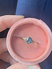 Unique Montana Sapphire and Diamond Ring 14k Gold Round Oval Vibrant Teal