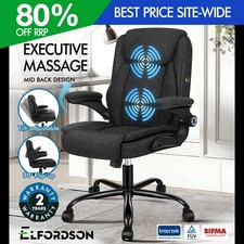 ELFORDSON Office Chair Executive Massage Padded Armrest Swivel Tilt Game Fabric