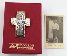 Jeep Collins Sterling Silver GF 1 5/8" Cross & Vines Pendant with Orig Box