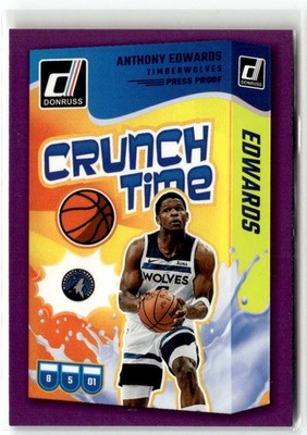 2024-25 Donruss #15 Anthony Edwards Crunch Time Press Proof Purple