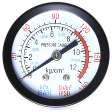 Air Pressure Gauge 2" Dial, Center Back Mount, 1/4" Male NPT Connection Size, 0-