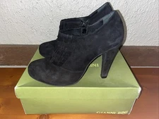 Gianni Bini TULA004 Black 9.5 M women leather suede bootie heels