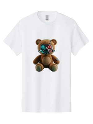 Teddy-With-Mask Mens Graphic Tee, 100% Cotton, Casual Summer Wear