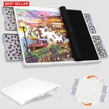 Jigsaw Puzzle Table 1500 Pc Tilting Rotating 4 Drawers Cover 35x27 Plastic Adult