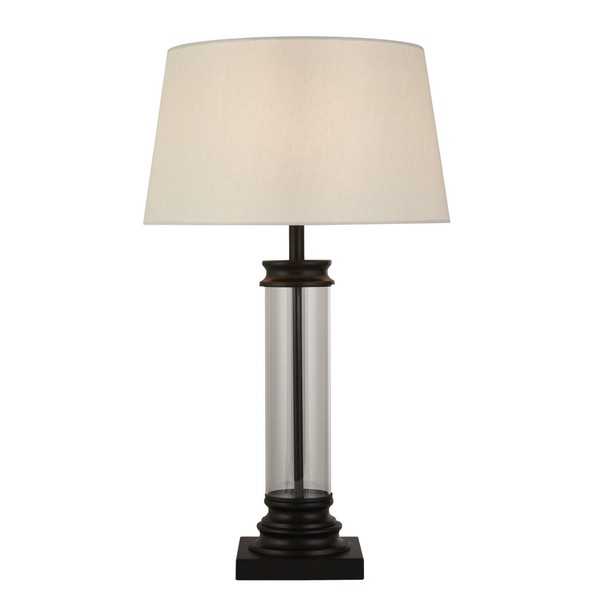Tischleuchte Nachttischlampe E27 63 Cm Stoff Metall Jugendstil Schwarz Weiß-image