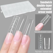 Top & Bottom Sandwich Nail Dual Form Almond Coffin Nails Forms Quick Nail Molds↔