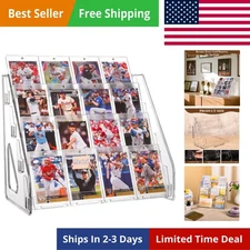 Trading Card Display Stand, 4 Tier Vertical Holder for Baseball Basketball Sport