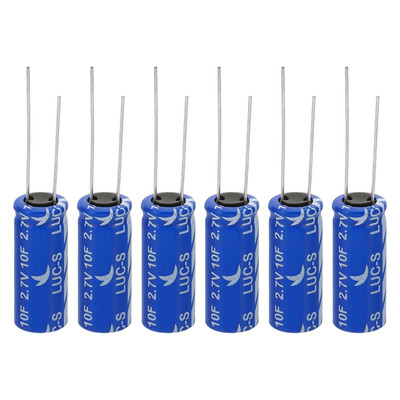 6 Pcs 2.7V 10F Farad Capacitor,0.39 x 0.39 x 0.98'' Aluminum Super Capacitors