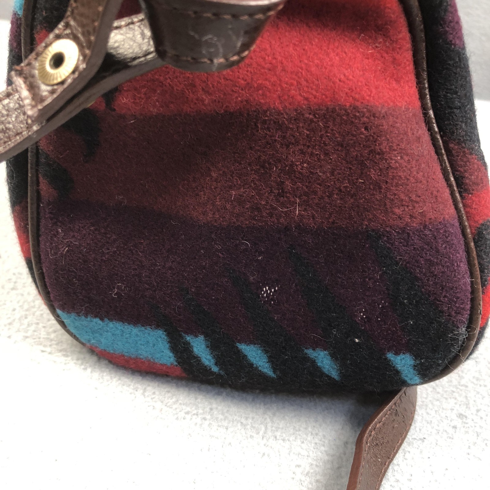 Pendleton Bag Small Wool Blend Blue Red Aztec Sou… - image 12