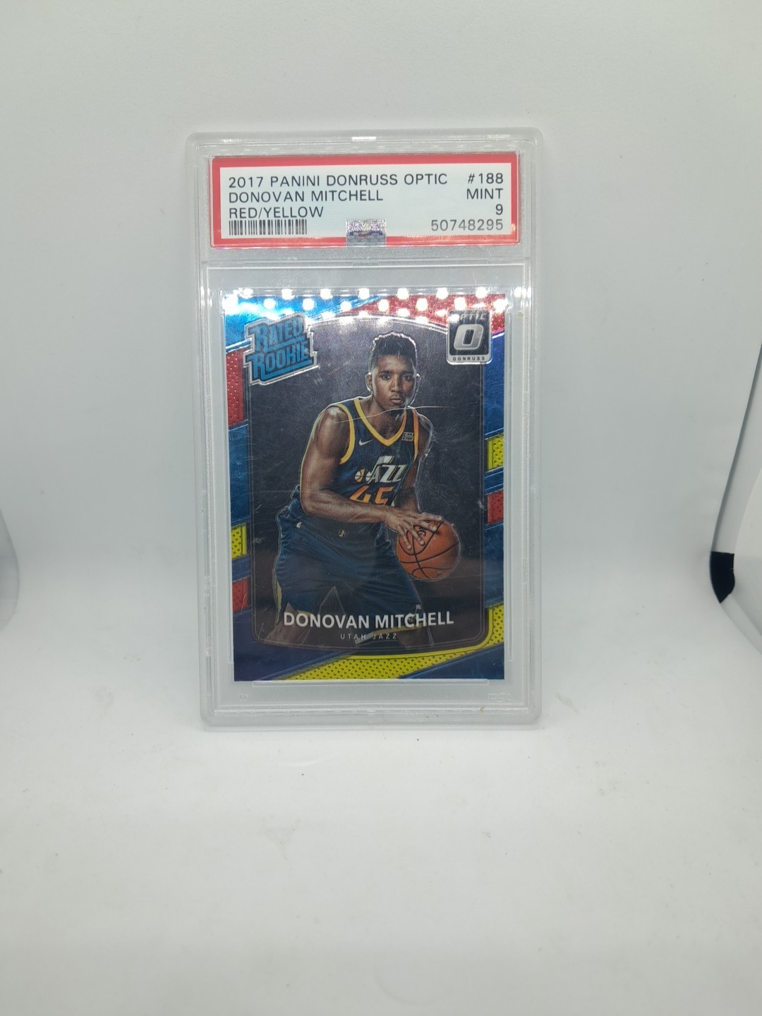 2017-18 Panini Donruss Optic - Rated Rookie Donovan Mitchell #188 Red & Yellow 