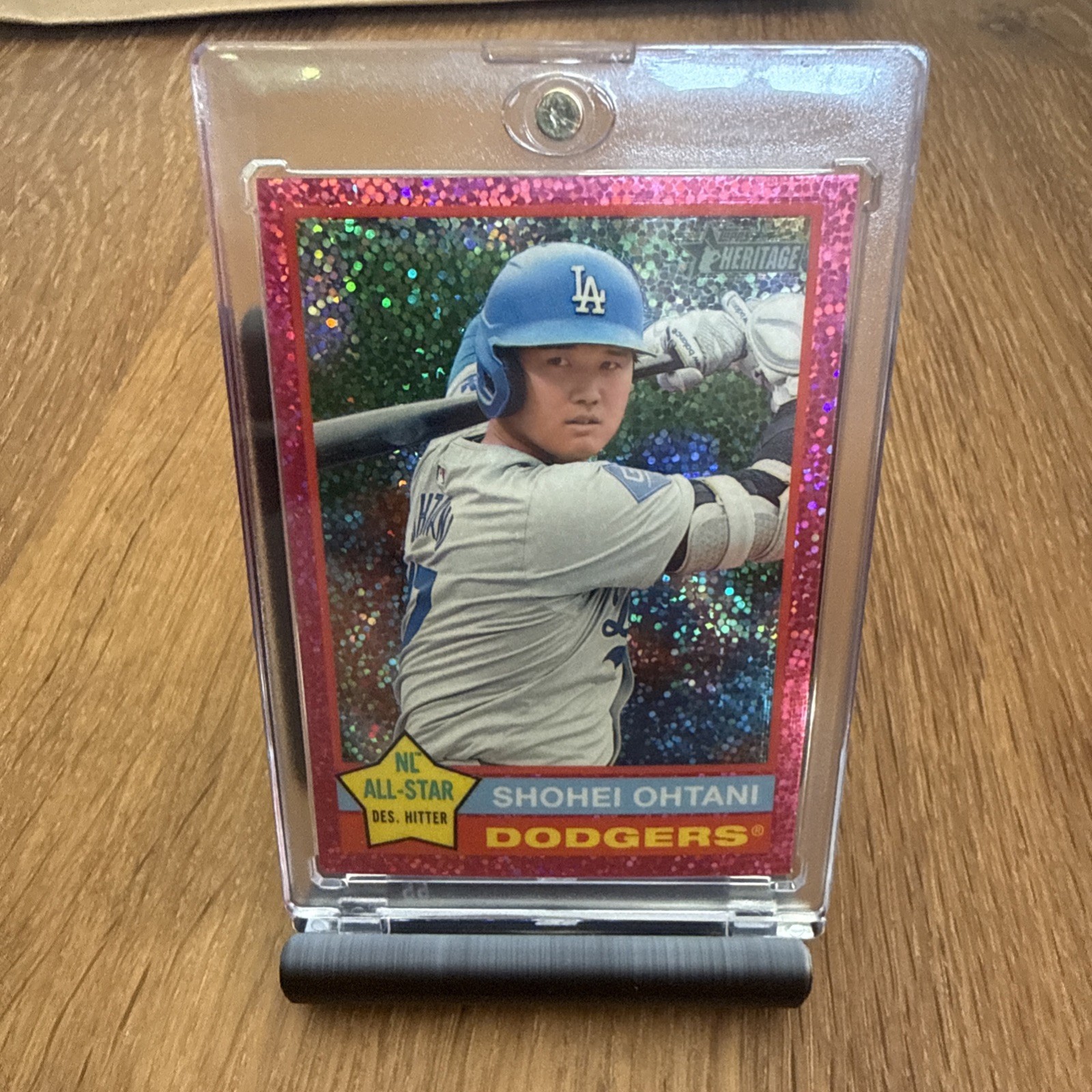 Shohei Ohtani 2025 Topps Heritage #1 Chrome - Pink Sparkle 