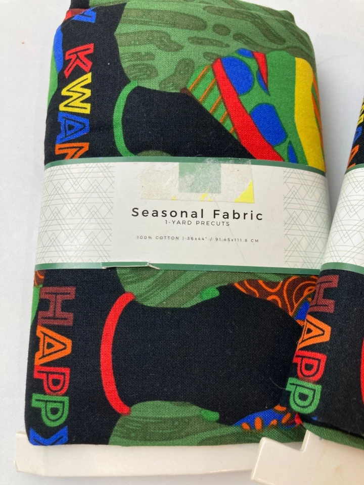 (2) David Textiles Seasonal Fabric 1-Yard Precut, Kwanzaa Celebration Design new - Image 3 of 4