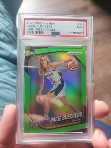2025 Panini WNBA Prizm Paige Bueckers RC Lime Green Rookie #/225  PSA 9