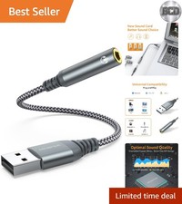 USB to 3.5mm Audio Jack Adapter, External Sound Card Converter Compatible wit...