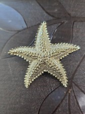 Vintage 1980's Textured Gold Tone Starfish  2 " Brooch Pin