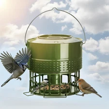 Solution4Patio Bird Feeder, 10LB Powder Coated Metal Wild Birdfeeder with 32 Fee