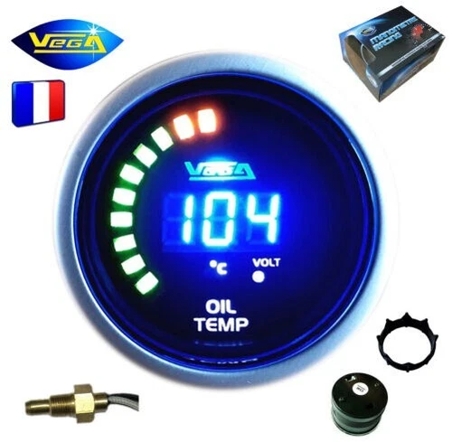 Racing pressure gauge VEGA 52mm digital oil temperature + LED 20-150 °C