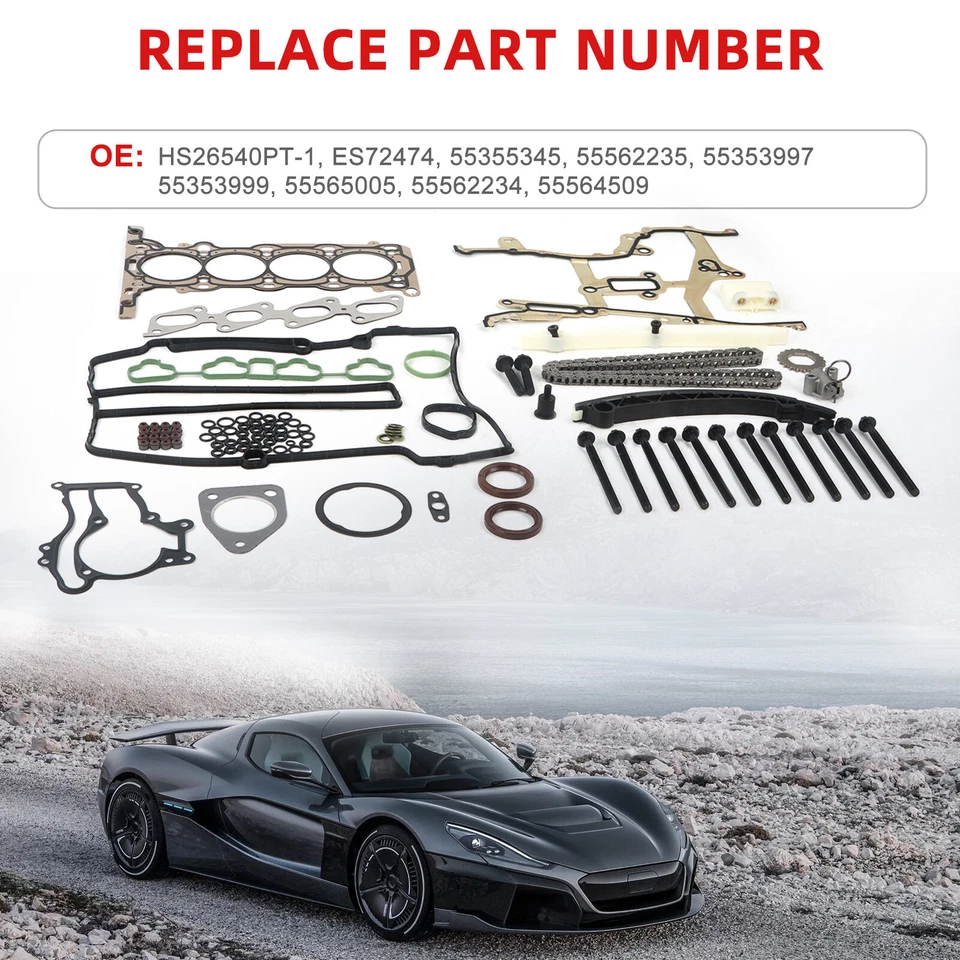 Para 2011-15 Chevrolet Cruze 1.4L conjunto de parafusos de junta de cabeça turbo e kit de corrente de distribuição - Imagem 3 de 4