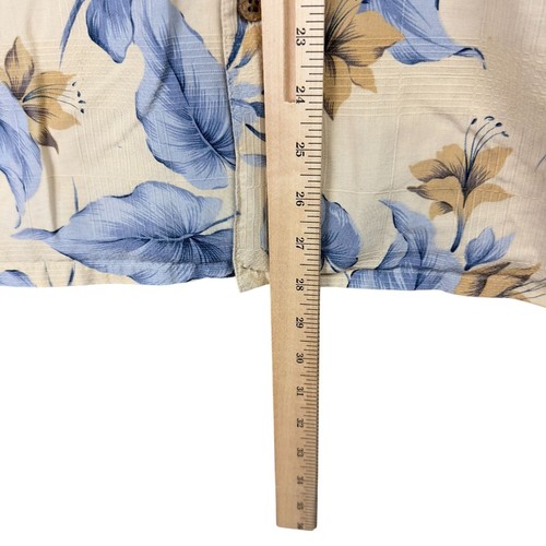 Boca Classics Island Wear Hawaiian Floral Shirt L 100% Silk Beige Blue Button-Up - Picture 7 of 7