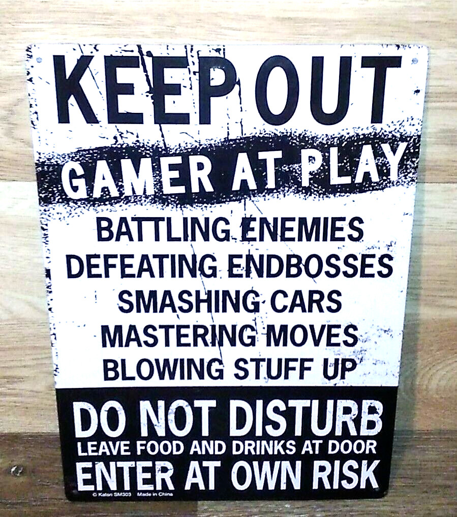 Keep Out Gamer at Play 8 1/2" x 11 1/2" Metal Tin Sign Boys room décor Man Cave