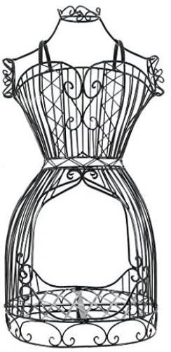 Black Metal Adjustable Wire Frame Dress Form Stand, Mannequin Garment Rack - Image 4 of 4