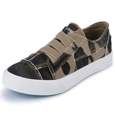 JENN ARDOR Women's Slip On Sneakers Comfort Walking Casual Canvas  Shoes-Camo