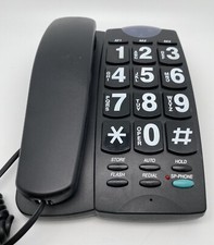 Reizen Black Big Button Phone for wall or desk with Speaker Telephone