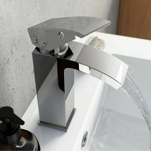 Modern Bathroom Mono Basin Sink Mixer Tap Chrome Single Lever Square Cloakroom - Picture 3 of 10