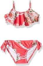 Seafolly Girls' 236676 Bikini Set Little Village Como Rose Pink Swimwear Size 3