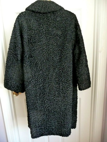 Persian Curly Lamb Fur Ladies Coat Adam Meldrum Anderson sz M L Karakul Black - Picture 7 of 11