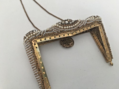 Antique Crystal seed Beaded Jeweled Purse Frame Miriam Haskell Style. - Picture 9 of 10