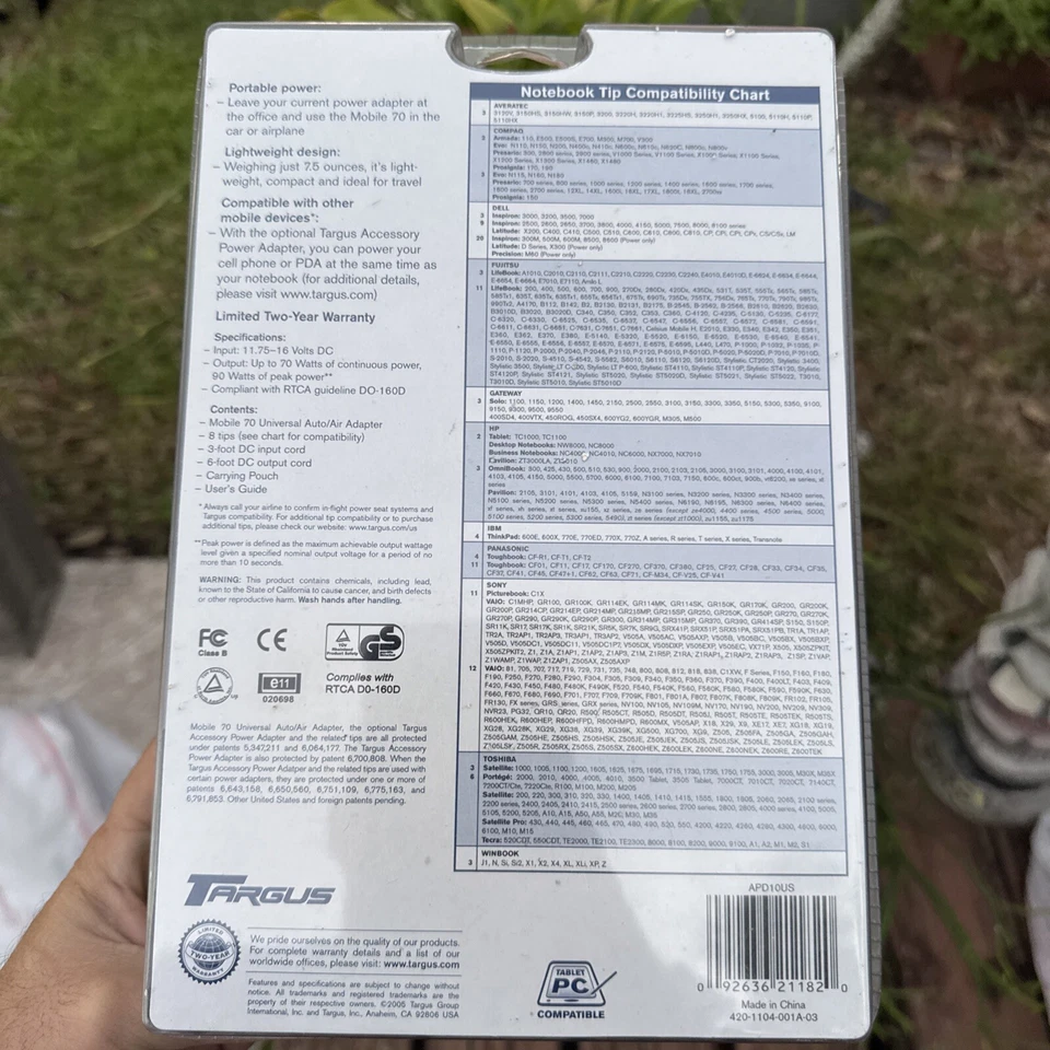 NUEVO Adaptador Universal Automático/Aire Targus Mobile 70 092636211820 420-1103-001A Foto 2 de 2
