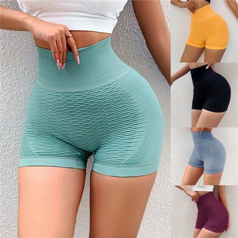 Women Shorts High Waist Hot Pants Scrunch Butt Honeycomb Booty | eBay